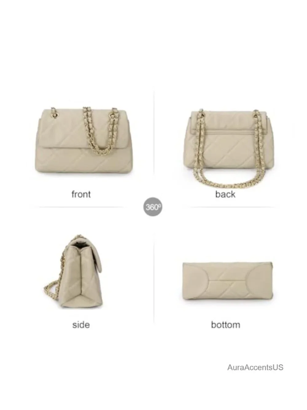 Quilted Crossbody Purse Faux Leather Chain Shoulder Bag Trendy Clutch